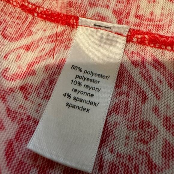 Maurices cardigan coral and white pattered short sleeve open front sweater Sz M - Picture 8 of 9